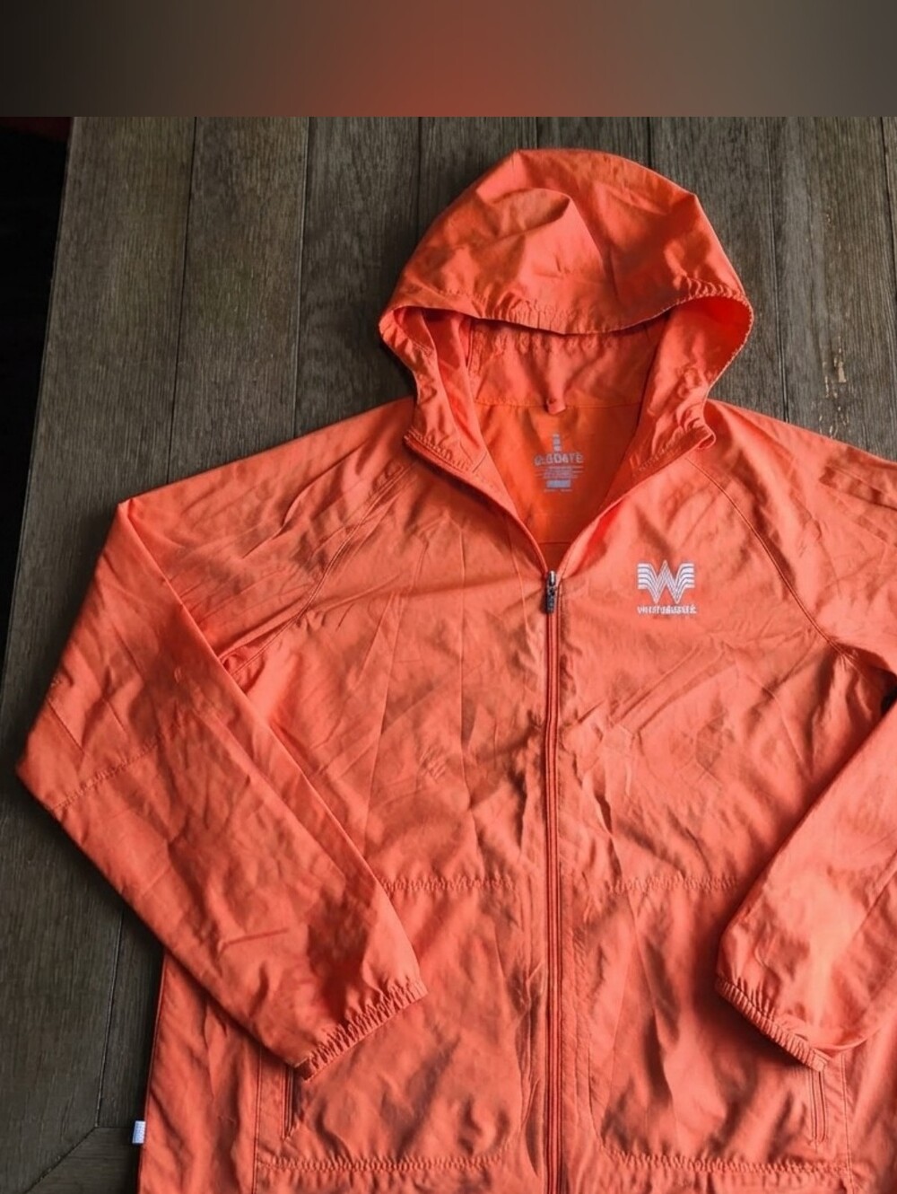 Elevate Whataburger Logo Men's L Orange Hooded Full Zip Windbreaker Jacket